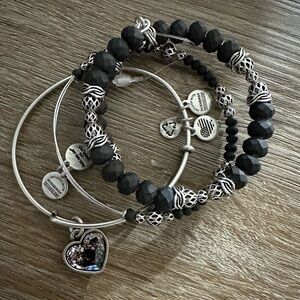 Alex and Ani matte black heart set of 3